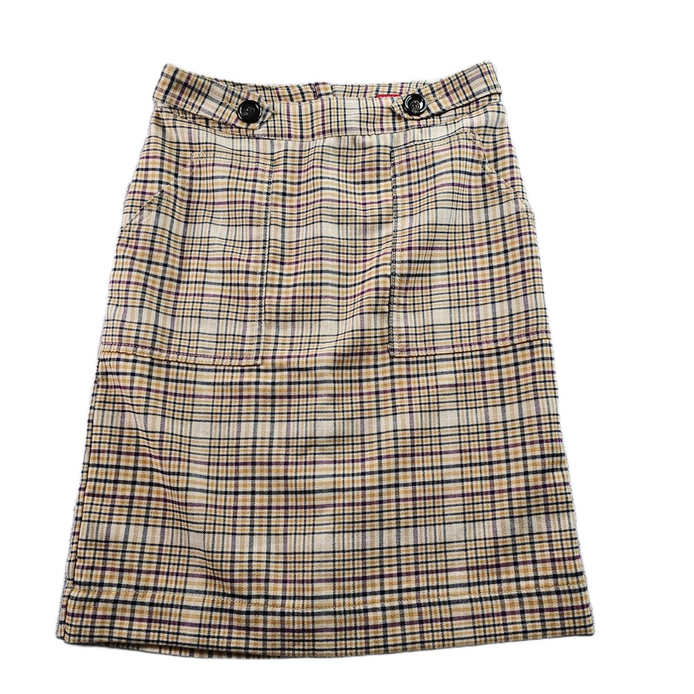 Merona Straight & Pencil Skirt Women 2 Colorful Plaid Wool Lined Academia Career